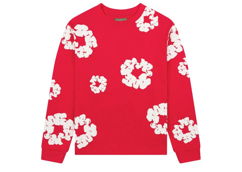 Denim Tears Long Sleeve Cotton Wreath T-shirt Red