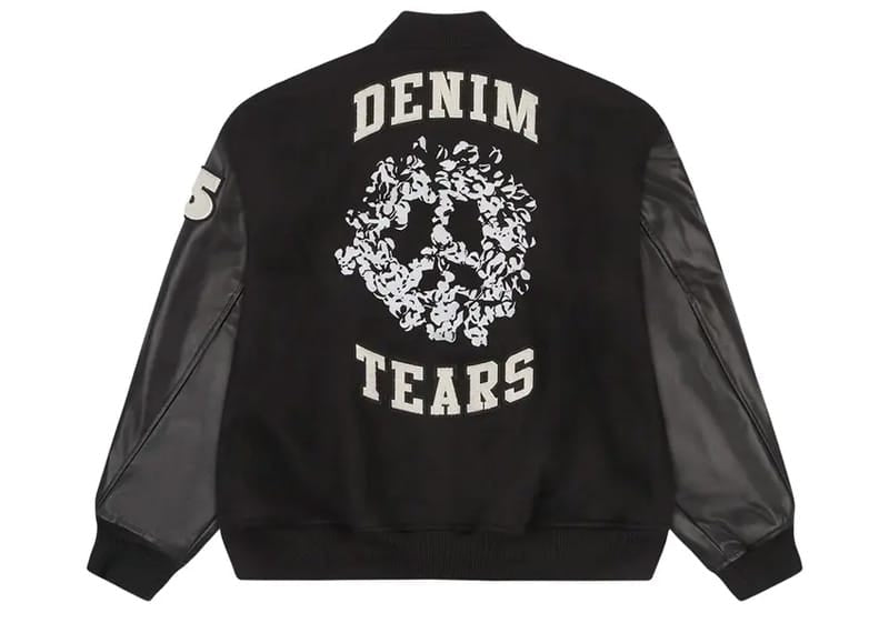 Denim Tears Peace Wreath Varsity Jacket Black