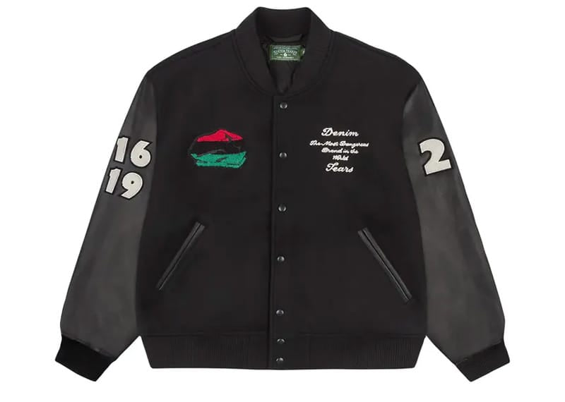 Denim Tears Peace Wreath Varsity Jacket Black