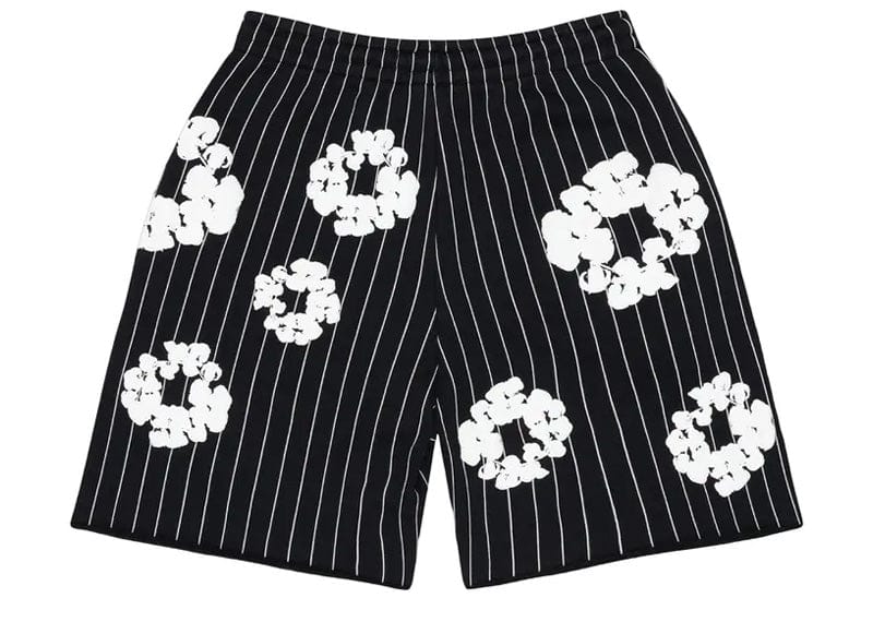 Denim Tears Pinstripe Wreath Sweatshort Black