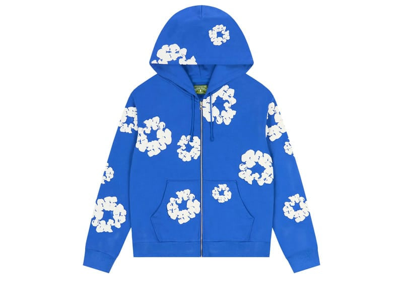 Denim Tears The Cotton Wreath Zip-Up Blue Hoodie