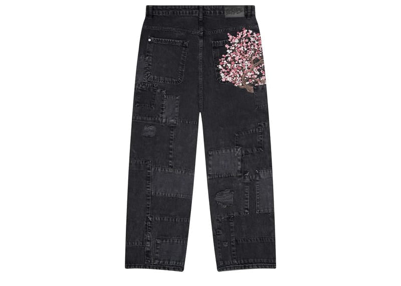 Derschutze Blossom V2 Patchwork Denim Jeans Black