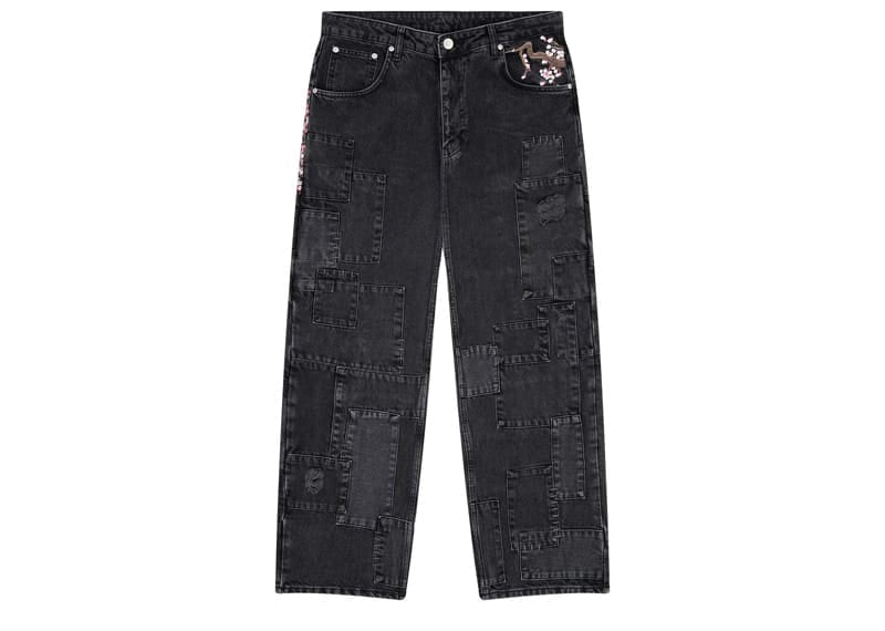 Derschutze Blossom V2 Patchwork Denim Jeans Black