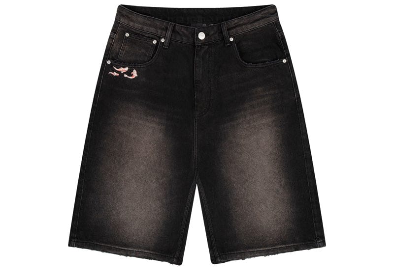 Derschutze Koi Fish V2 Denim Shorts Washed Black
