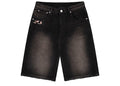 Derschutze Koi Fish V2 Denim Shorts Washed Black