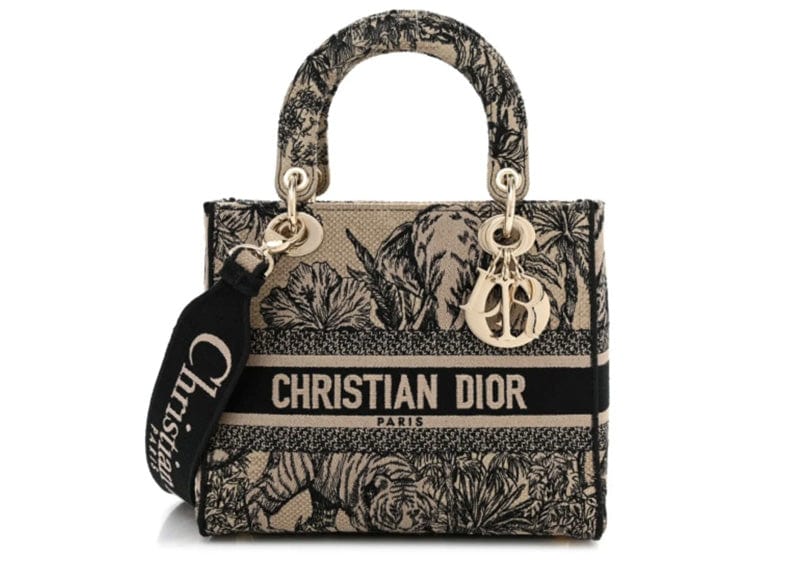 Dior Medium Lady D-Lite Bag Black Multicolor Cornely Effect