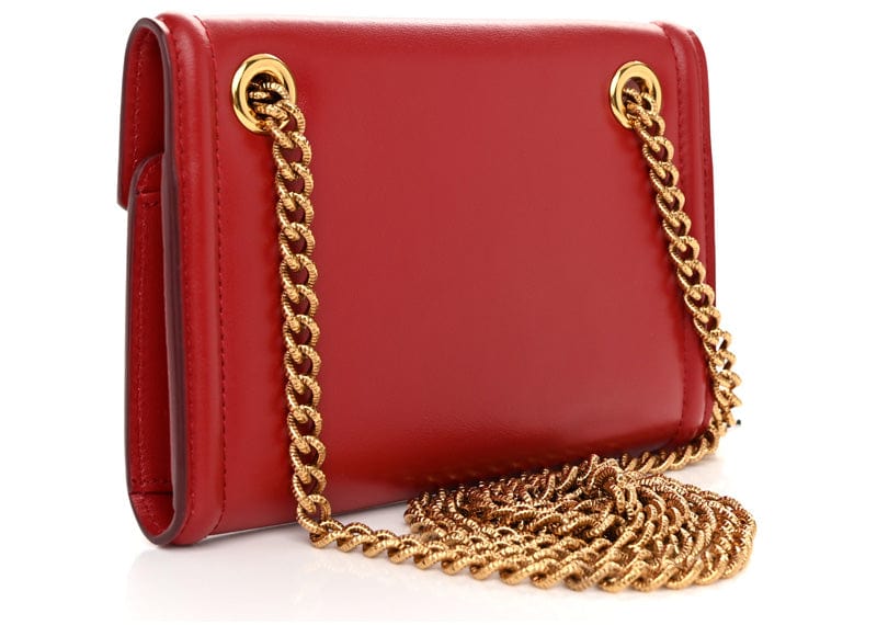 Dolce & Gabbana Leather Devotion Logo Plaque Shoulder Bag Red (No Box)