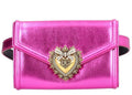 Dolce & Gabbana Metallic Leather Devotion Belt Bag Pink
