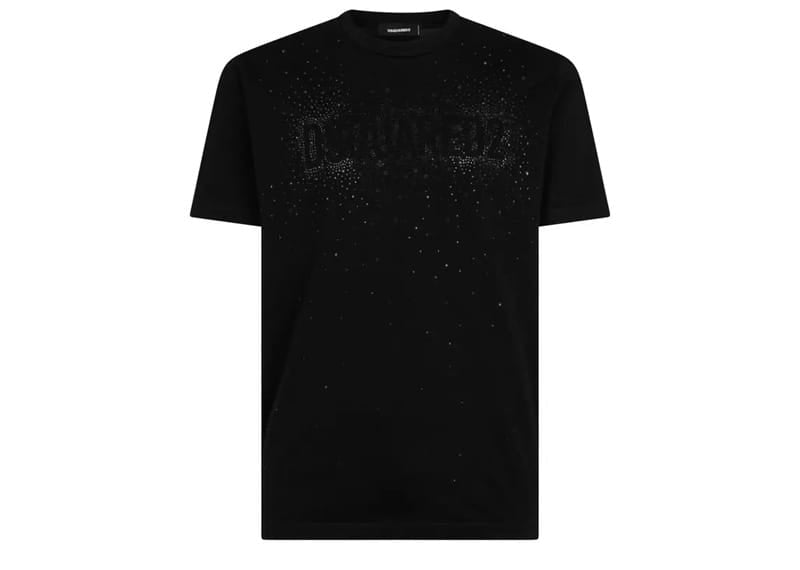 DSquared Logo Embellished Cotton Tee Black