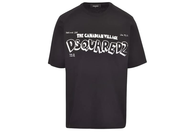 Dsquared2 Skater Fit Canadian Village Logo Tee Black