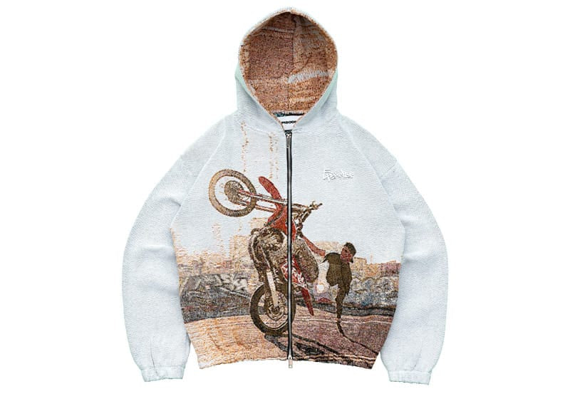 Episodes WHEEL UP Tapestry Zip-Up Hoodie