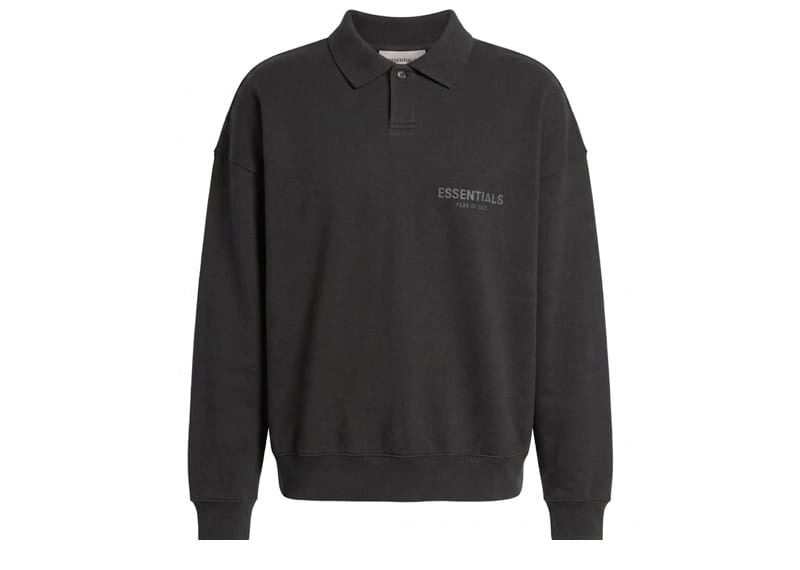 Fear of God Essentials Cotton Jersey Long Sleeve Polo Black