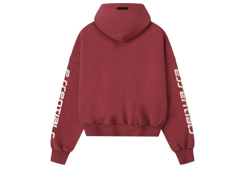 Fear of God Essentials Cropped Relaxed Hoodie Crimson