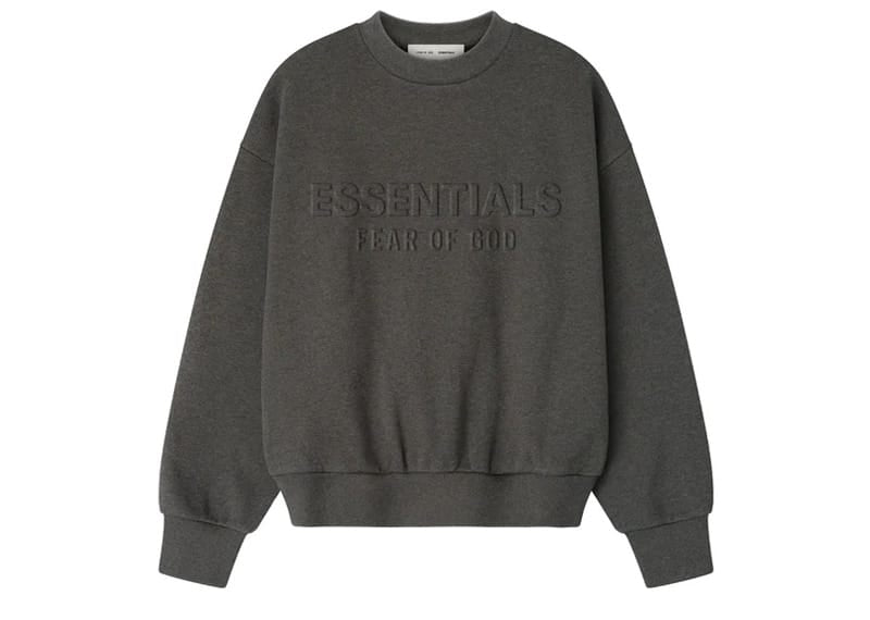 Fear of God Essentials Embossed Classic Crewneck Sweatshirt Charcoal Heather
