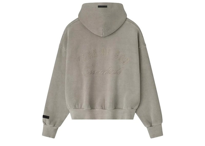 Fear of God Essentials Embroidered Classic Full Zip Hoodie Smoke Grey