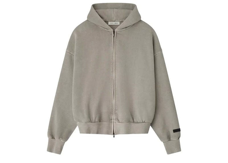 Fear of God Essentials Embroidered Classic Full Zip Hoodie Smoke Grey