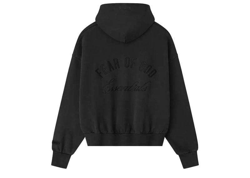 Fear of God Essentials Embroidered Classic Full Zip Hoodie Vintage Black