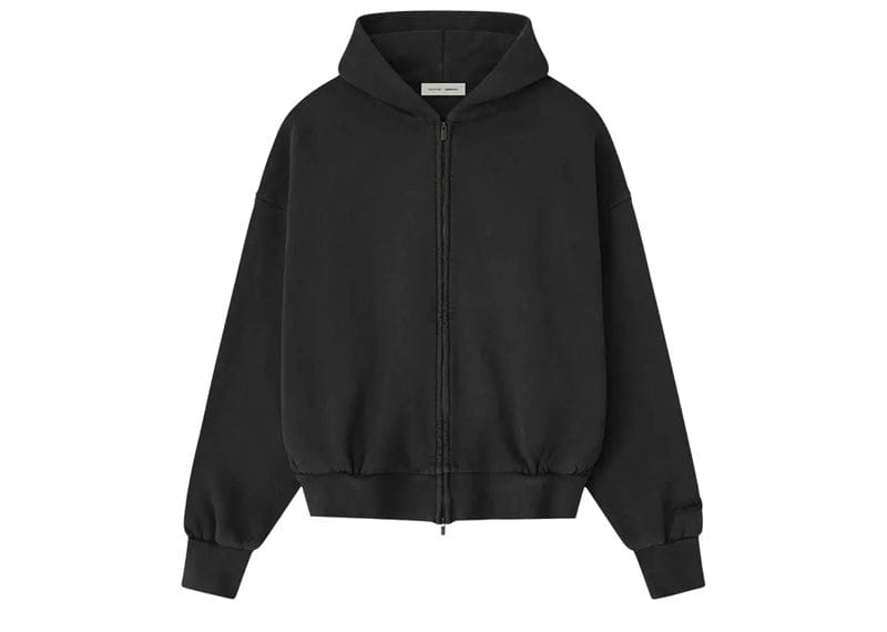 Fear of God Essentials Embroidered Classic Full Zip Hoodie Vintage Black