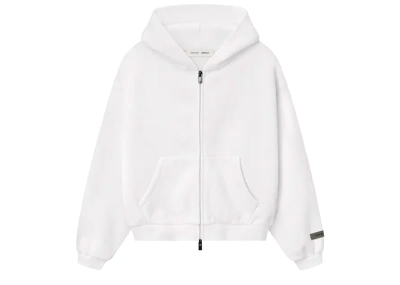 Fear of God Essentials Kids Classic Fleece Zip-Up Hoodie Cloud White (6/7 Years)
