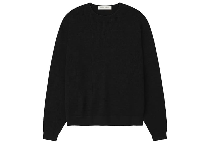 Fear of God Essentials Waffle Crewneck 90's Sweater Vintage Black