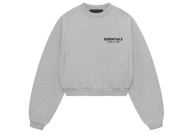 Fear of God Essentials Women's Fleece Cropped Crewneck Light Heather Gray