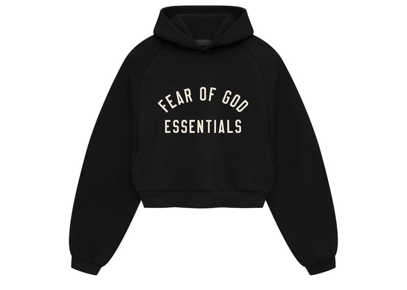Fear of God Essentials Women's Fleece Cropped Heavy Hoodie (FW24) Black