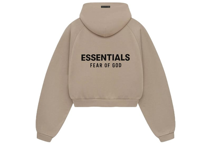 Fear of God Essentials Women's Fleece Cropped Hoodie Desert Sand
