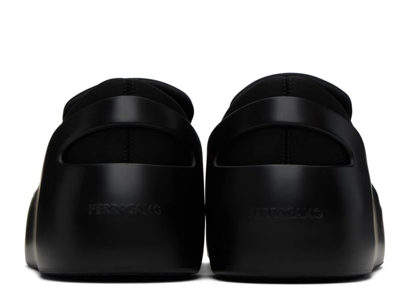 Ferragamo Lunar Paneled Slip-On Sneakers Black