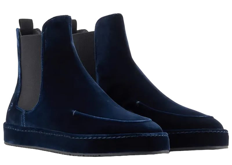 Giorgio Armani Velvet Ankle Boot Navy