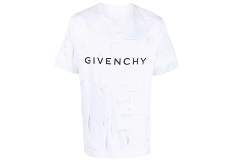 Givenchy 2 Layers Oversized Fit Hole T-Shirt White