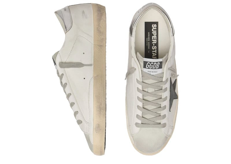 Golden Goose Super-Star Classic Suede Toe/Tongue Nabuk Black Star Laminated Heel White