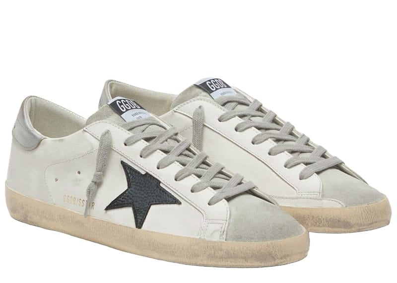 Golden Goose Super-Star Classic Suede Toe/Tongue Nabuk Black Star Laminated Heel White