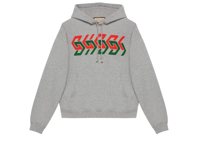 Gucci Chain Print Hooded Sweatshirt Grey/Red/Green