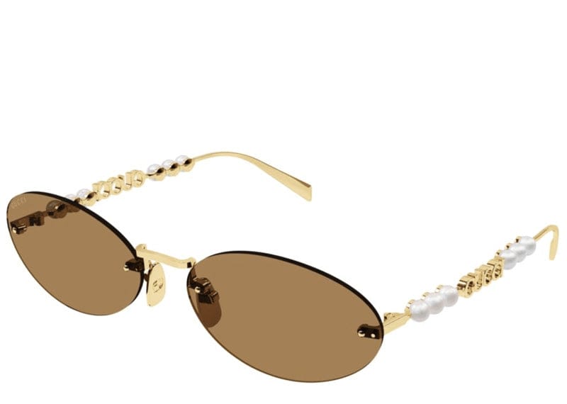 Gucci Fashion Show 62mm Oval Pearl Detail Statement Sunglasses