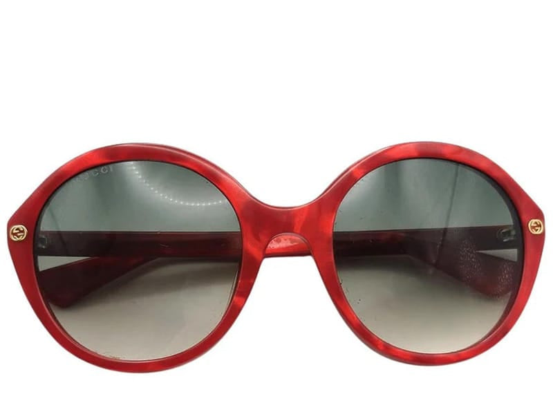 Gucci GG Oversized Sunglasses Red Marble Frame Gold Bee