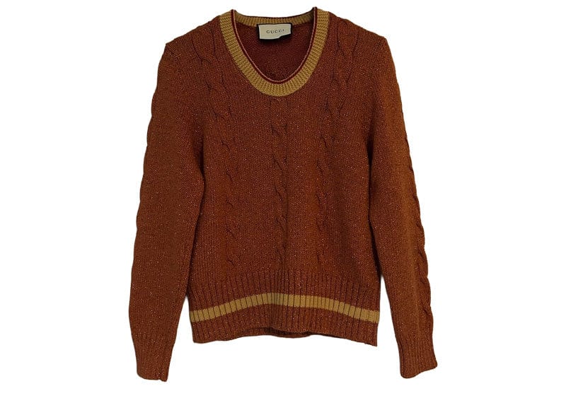 Gucci Glitter Cable Knit Sweater Orange
