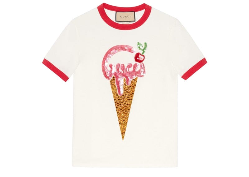 Gucci Ice Cream Cotton Jersey T-Shirt Ivory