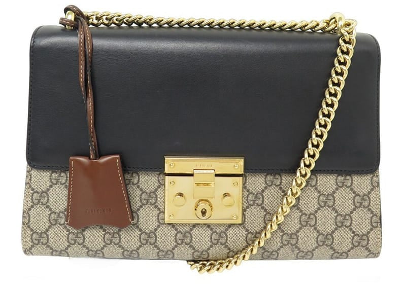 Gucci Padlock GG Shoulder Bag Supreme Canvas/Black Leather