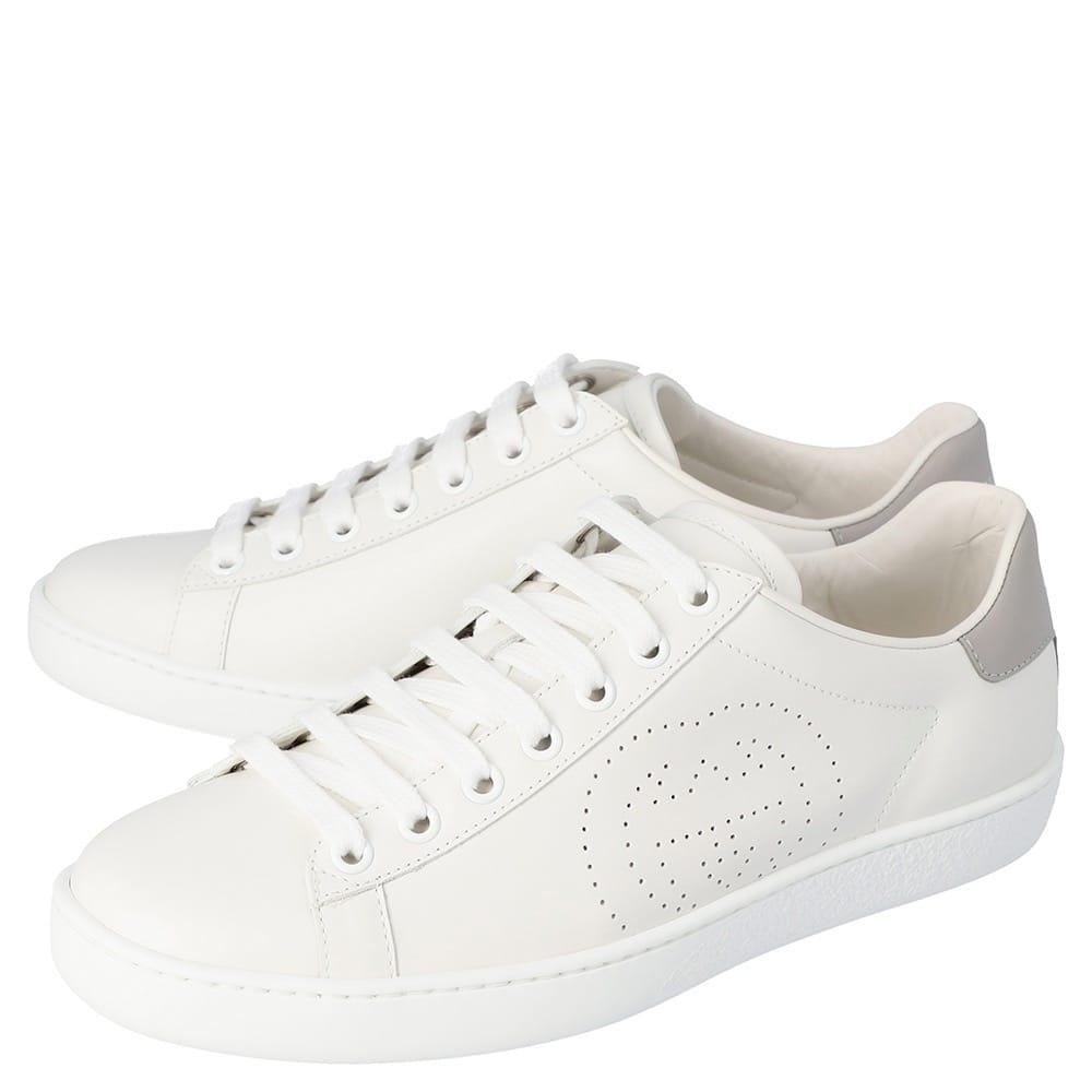 Gucci Perforated Interlocking G Leather Ace Low Top White