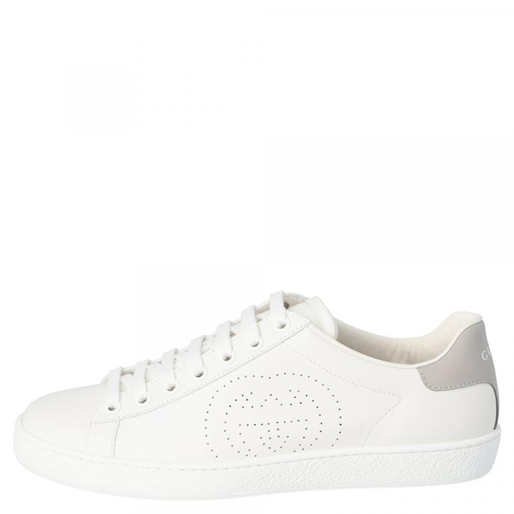 Gucci Perforated Interlocking G Leather Ace Low Top White