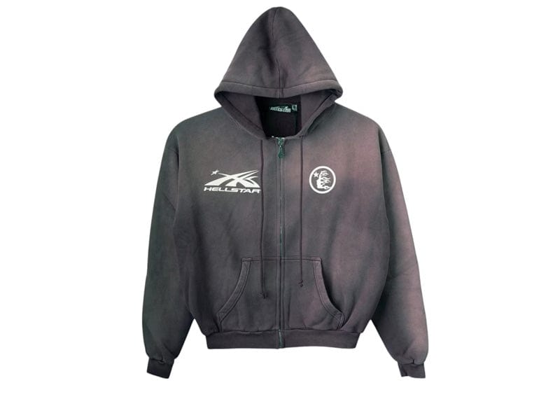 Hellstar HS Logo Zip Up Hoodie Grey