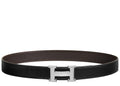 Hermès Paris H Buckle & Reversible 32MM Black Chocolate Silver-Tone Matte Leather Belt