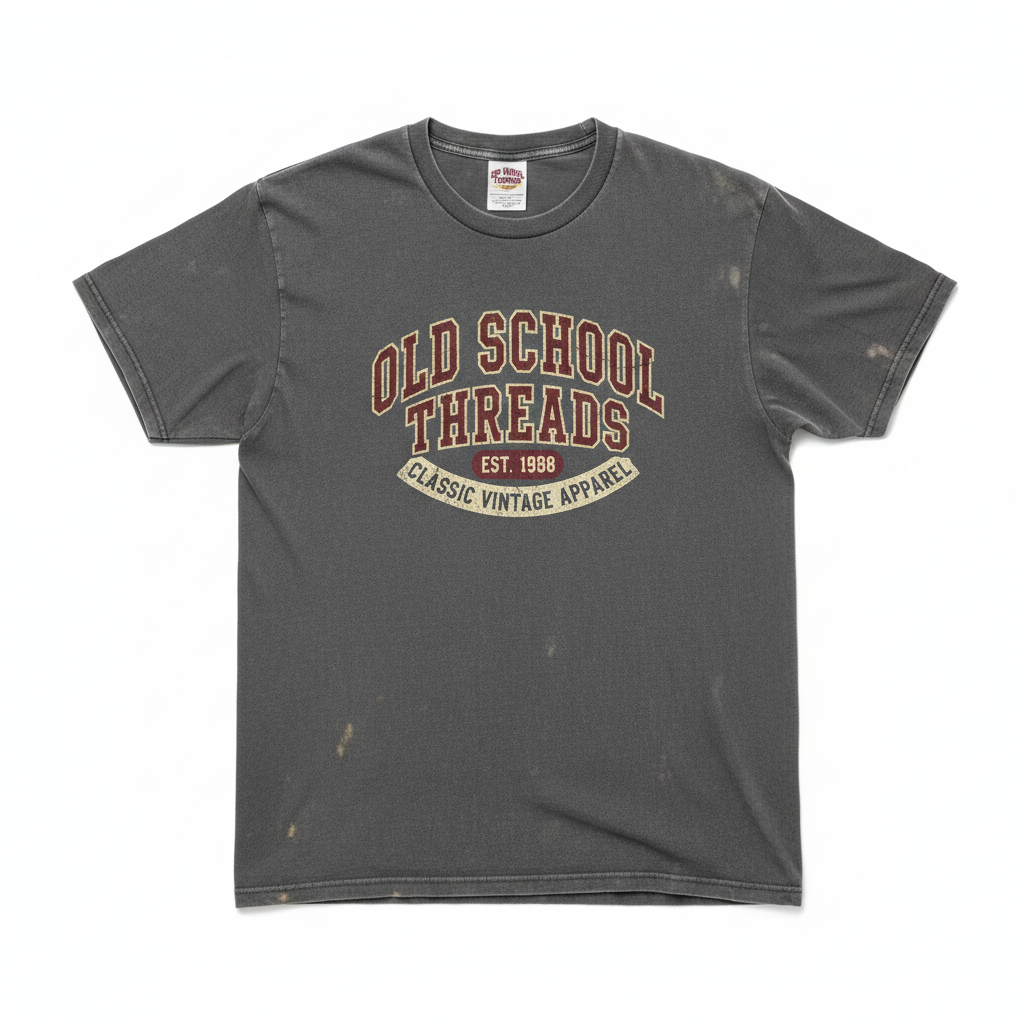 Old School Threads Classic Vintage Tee flat lay