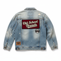 Old School Threads Distressed Denim Jacket flat lay