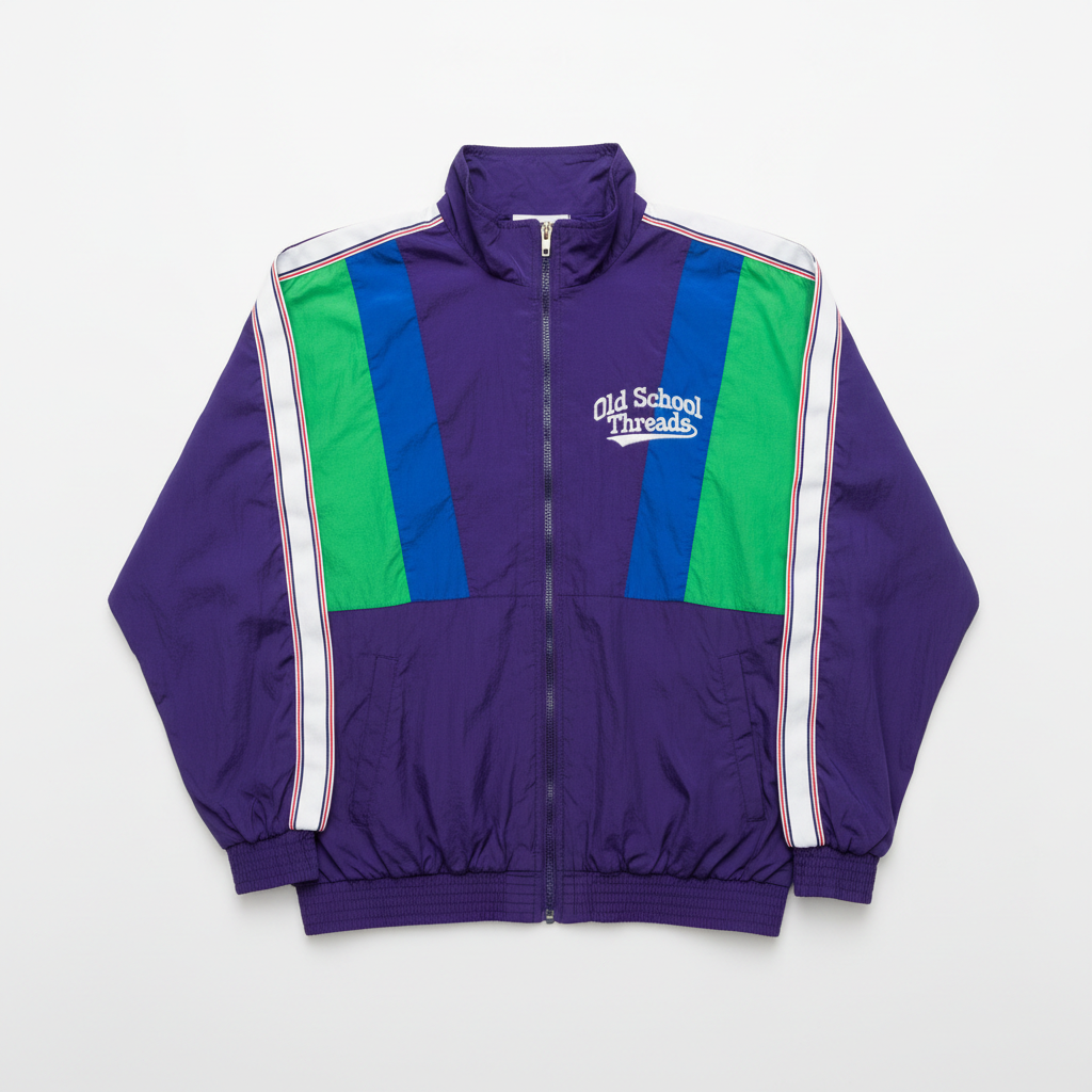 Old School Threads Retro Tracksuit Top flat lay
