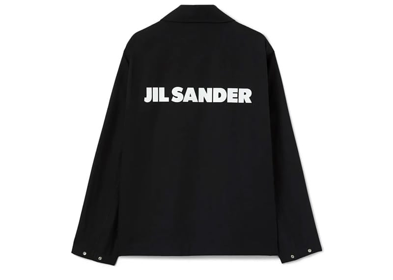 Jil Sander Logo Print Cotton Poplin Shirt Jacket Black