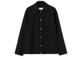 Jil Sander Logo Print Cotton Poplin Shirt Jacket Black