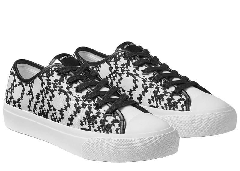 Jimmy Choo Palma/M Distorted Logo Jacquard Sneakers White/Black