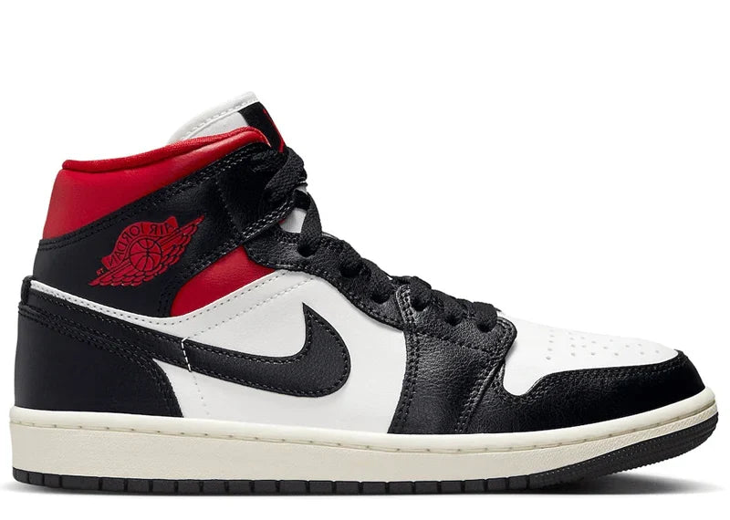 Air Jordan 1 Mid Black Sail Gym Red (W)