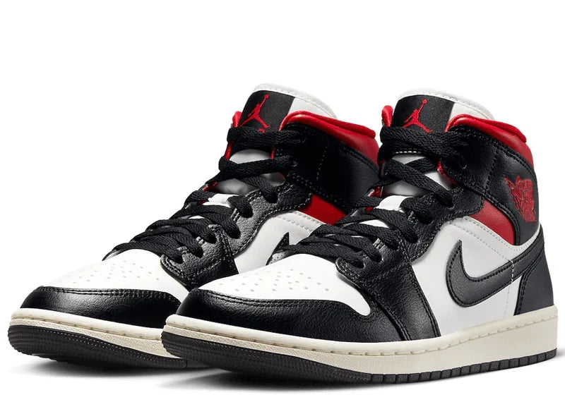 Air Jordan 1 Mid Black Sail Gym Red (W)